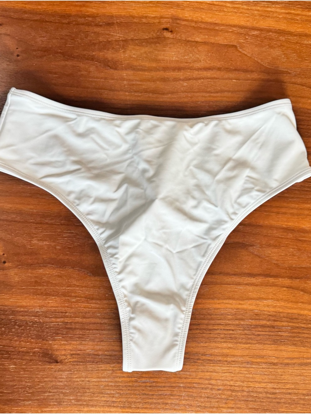 Women's High Waist Thong Swim Bottoms in White
